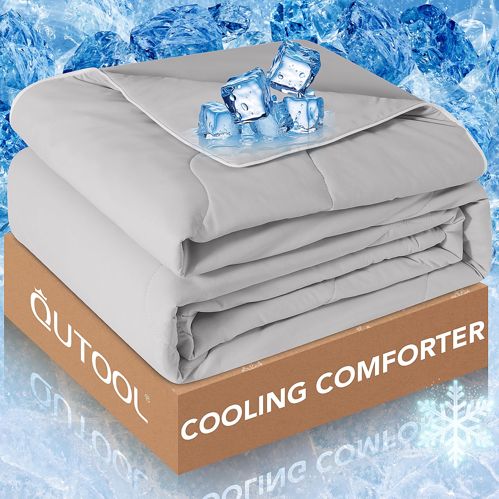 Qutool Coolzzz Cooling Blankets For Hot Sleepers And Night Sweats All Season,Cooling Comforter Queen Size,Double-Sided Cool Tech